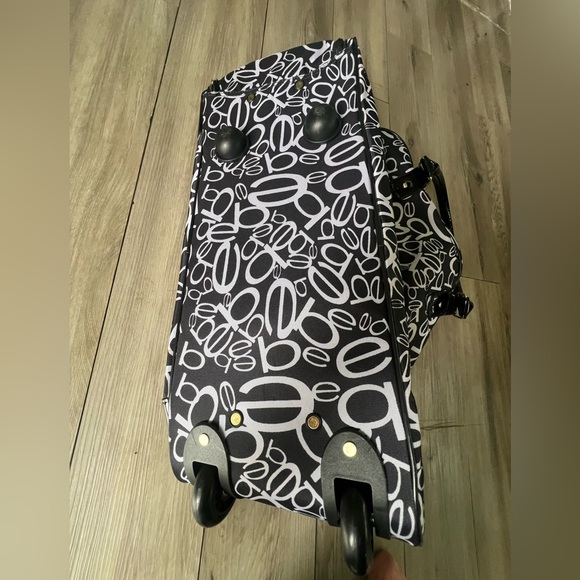 Bebe Carry On Bag Black White Logo Roller Giselle Duffle Luggage - Picture 10 of 15